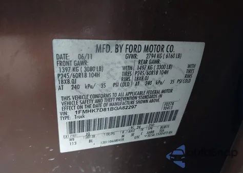 2011 Ford Explorer Xlt from USA, damaged, VIN 1FMHK7D81BGA82297